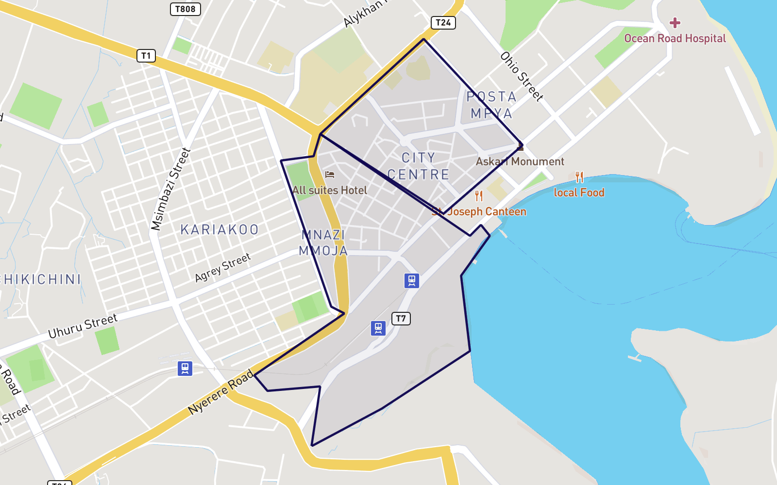 Map of City Centre, Dar es Salaam