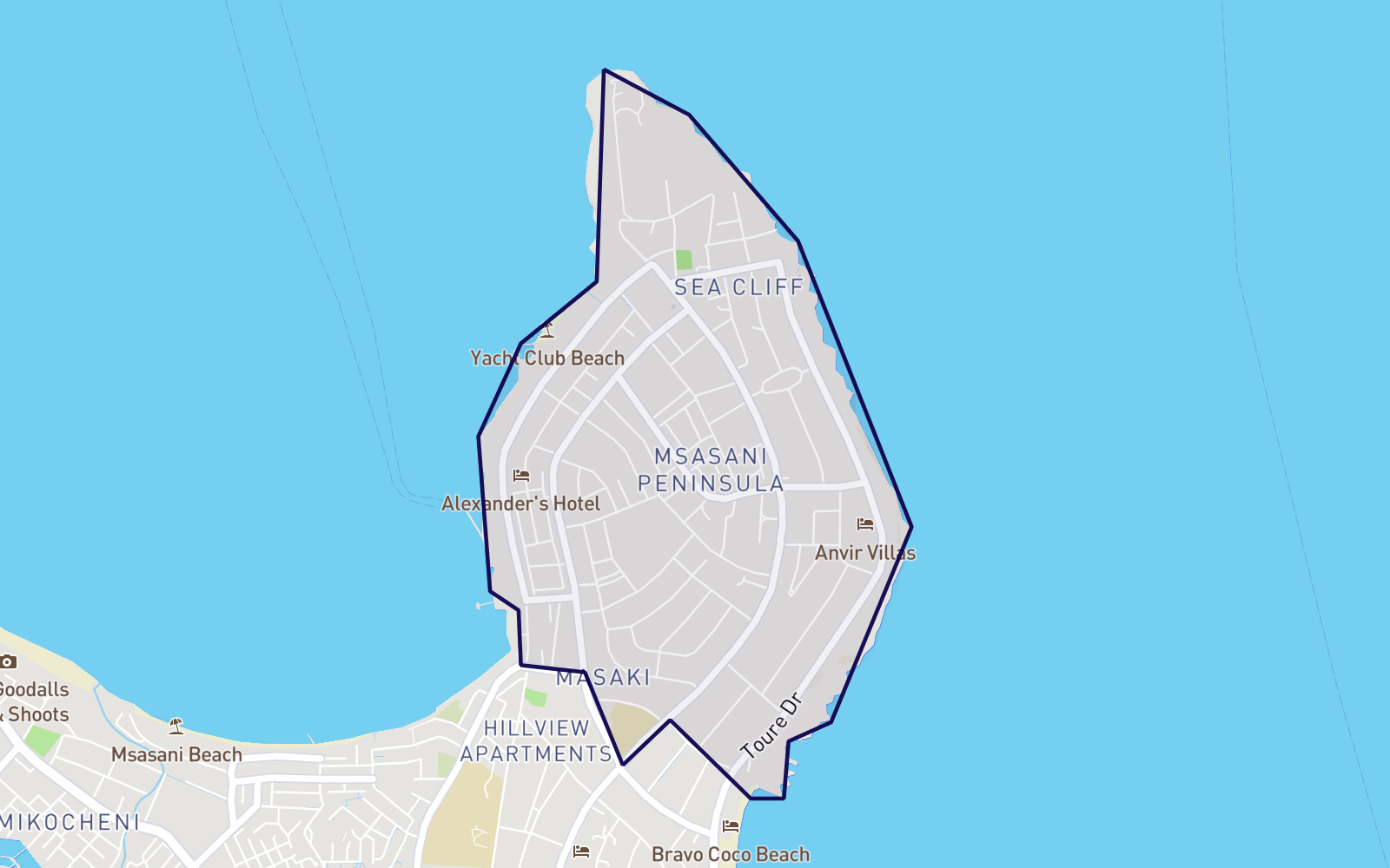Map of Masaki, Dar es Salaam