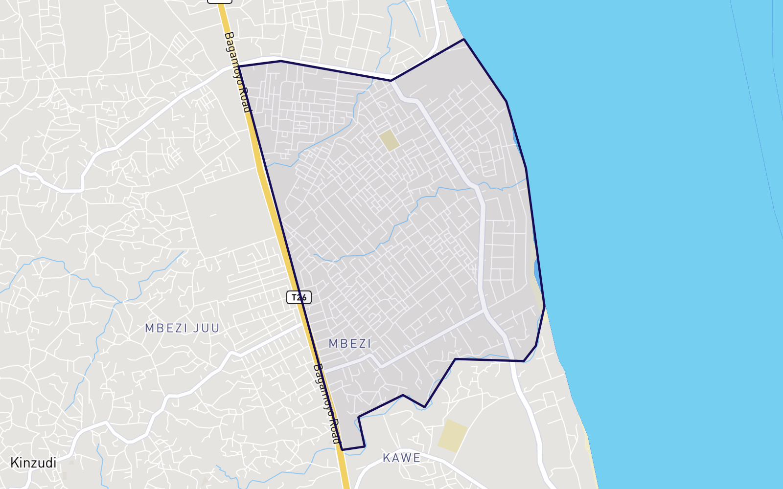 Map of Mbezi Beach, Dar es Salaam