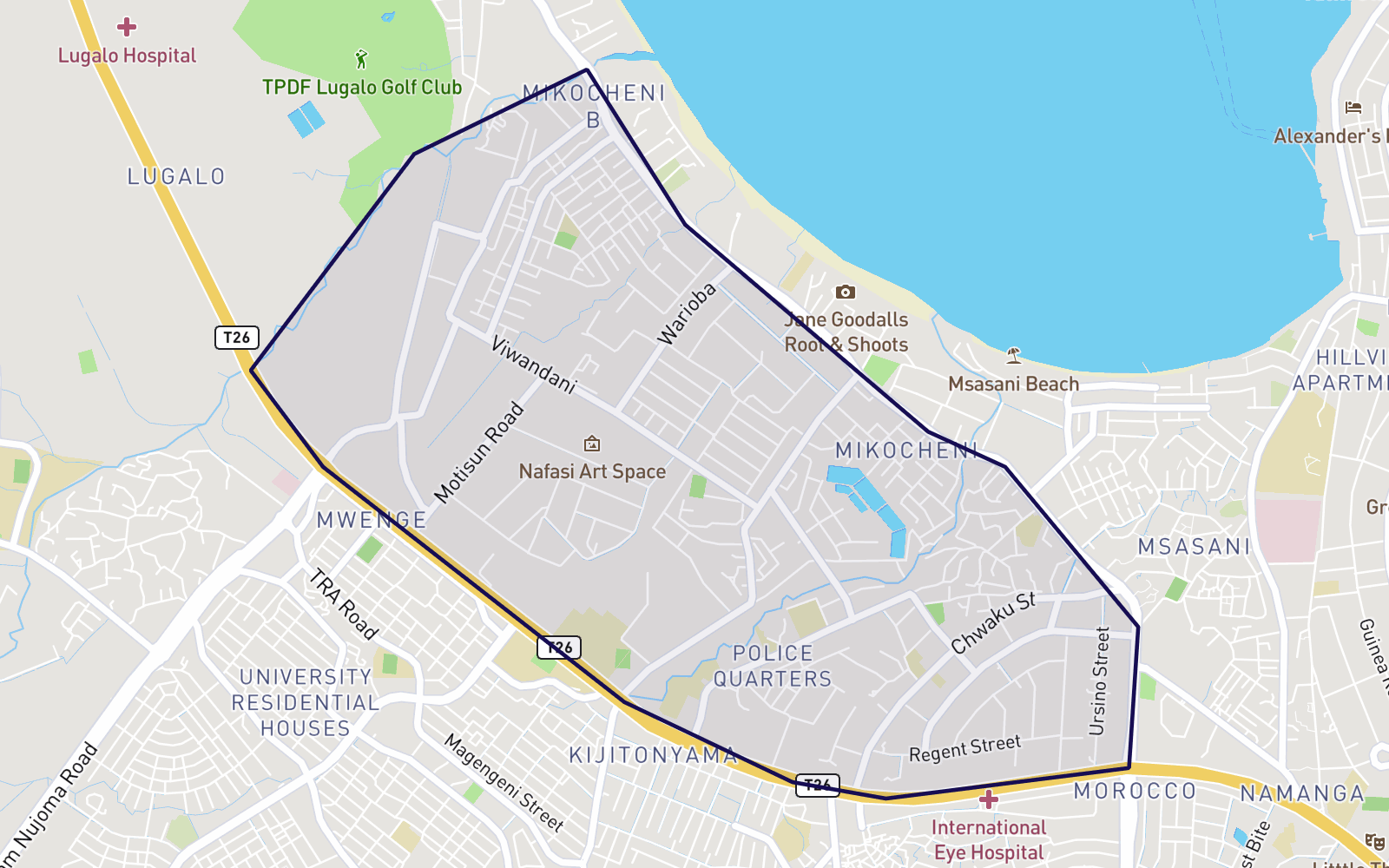 Map of Mikocheni, Dar es Salaam