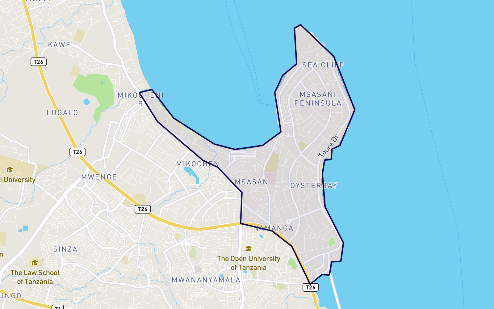 Map of Msasani, Dar es Salaam