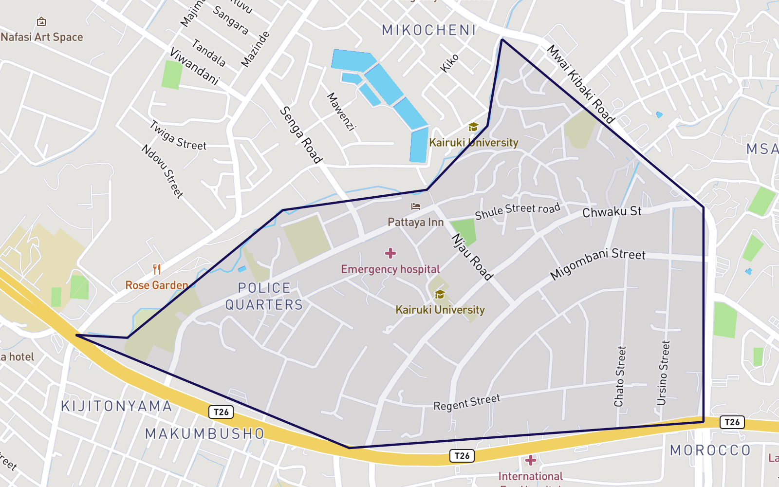 Map of Regent Estate, Dar es Salaam