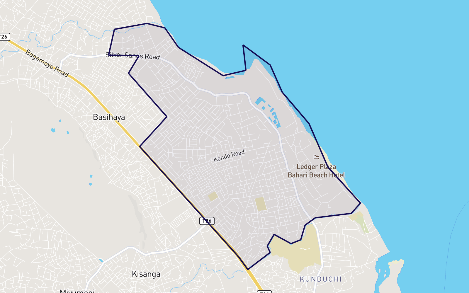 Map of Tegeta, Dar es Salaam