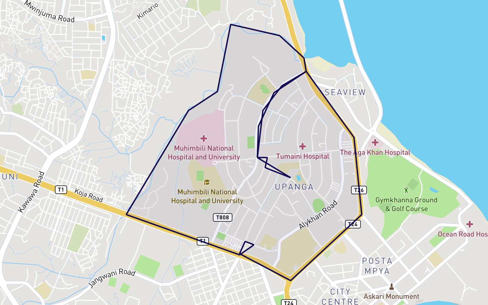 Map of Upanga, Dar es Salaam