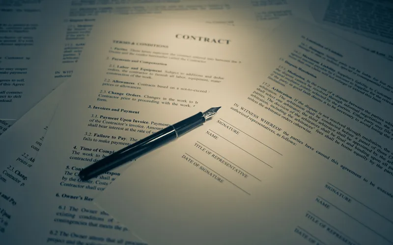 A legal contract and signature